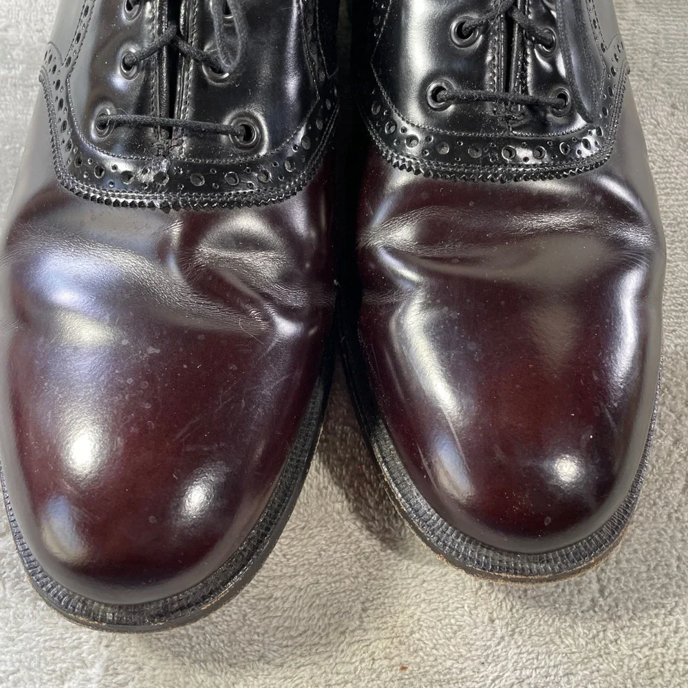 Johnston Murphy Oxford Dress Shoes Mens 8.5 Burgundy Black Leather Office Career